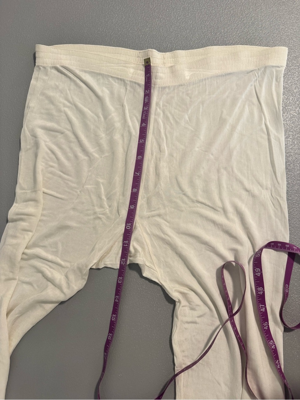 VTG Lands' End Women's Cream 100% Silk Long Johns Pajama Pants M - Picture 8 of 10